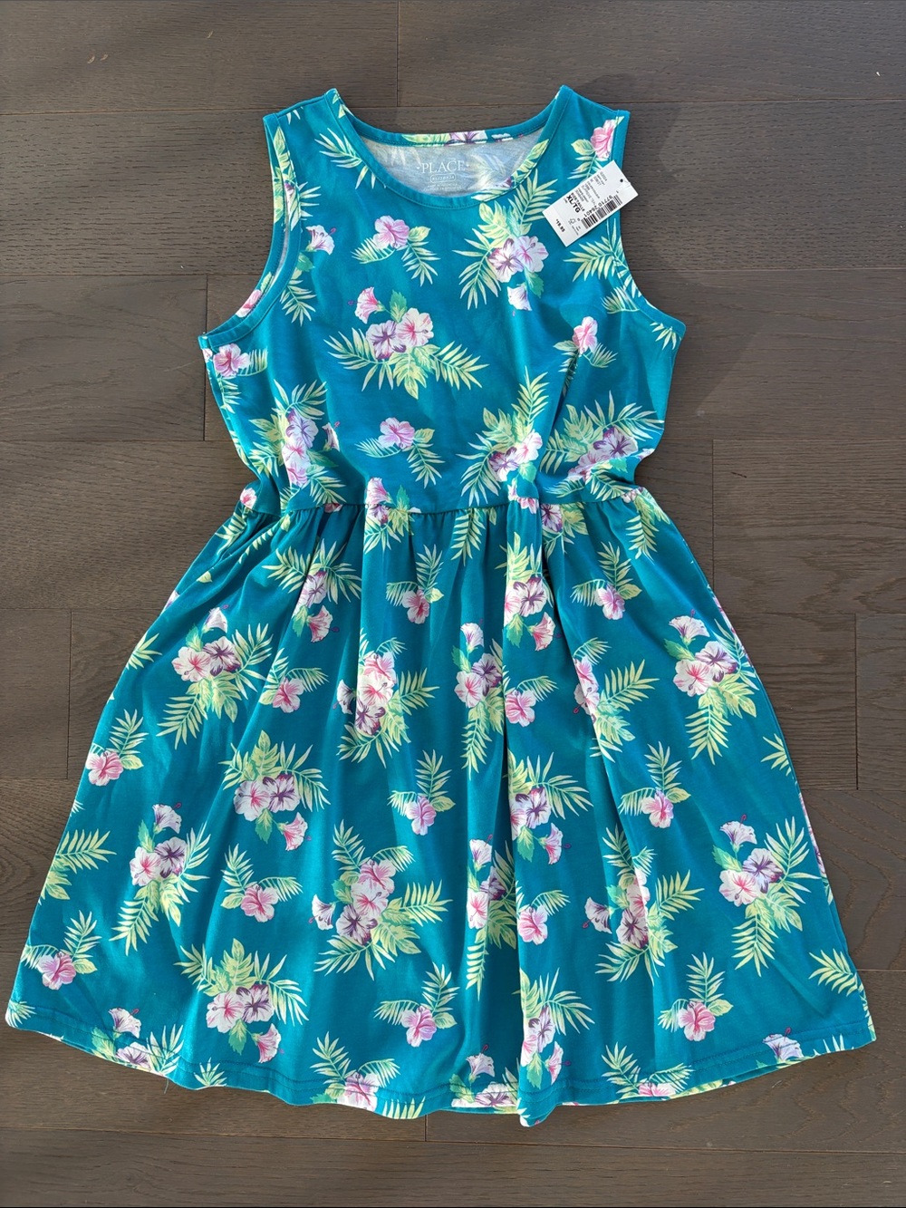 The Children's Place Teal Tropical Floral Sleeveless Dress XL / TG 14